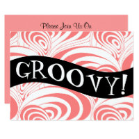 Stylish Retro Coral Galaxy Swirl Groovy Invitation