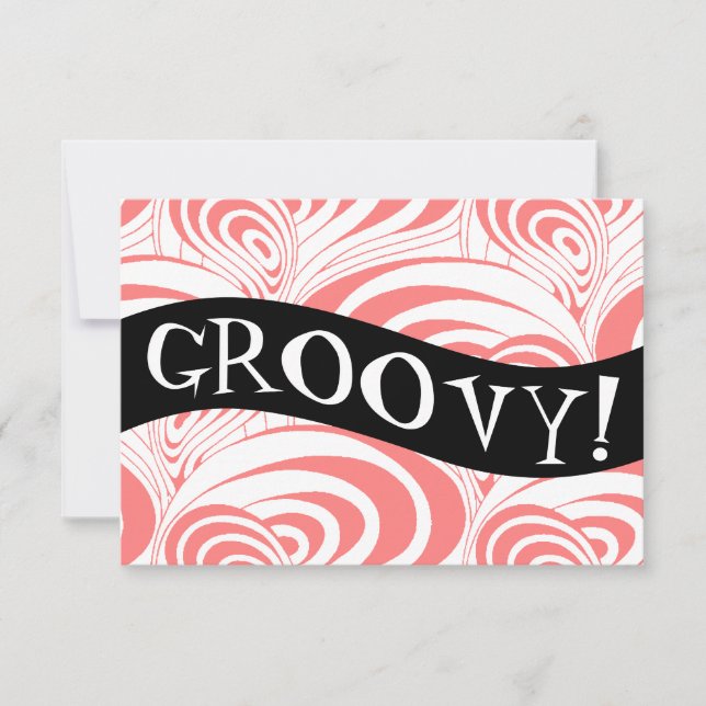 Stylish Retro Coral Galaxy Swirl Groovy Invitation (Front)