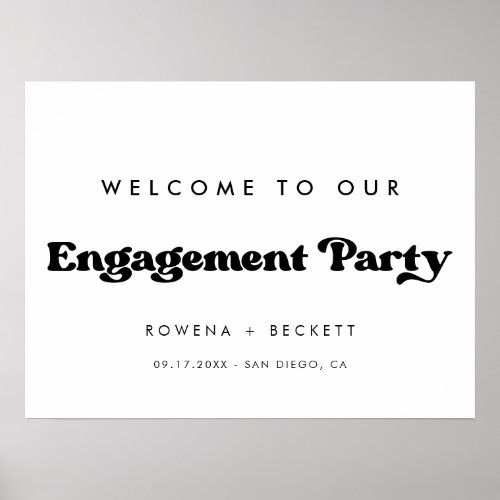 Stylish retro Engagement party welcome Poster