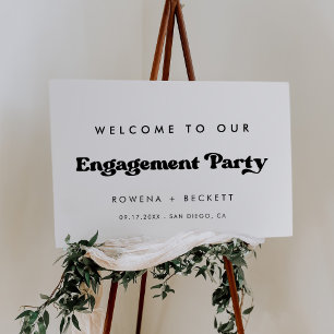 Stylish retro Engagement party welcome Sign