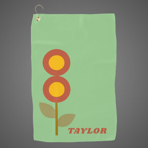 Stylish Retro Floral Monogrammed For Her Golfer Golf Towel