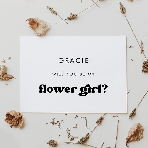 Stylish retro Flower girl proposal card