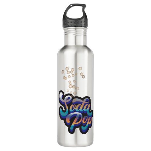 Stylish Retro Font Soda Pop And Bubbles Stainless Steel Water Bottle