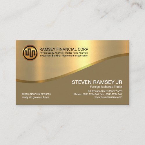 Stylish Retro Gold Cover Gold Wave Investment Business Card