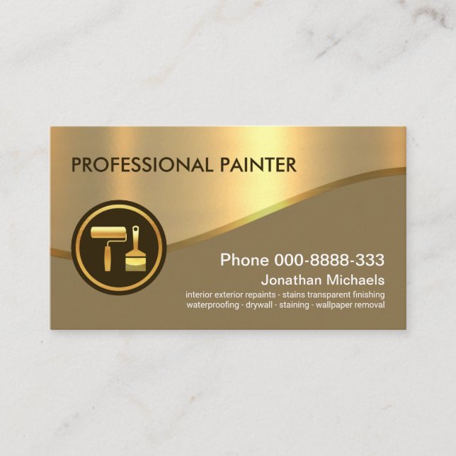 Stylish Retro Gold Cover Gold Wave Painter Business Card (Front)