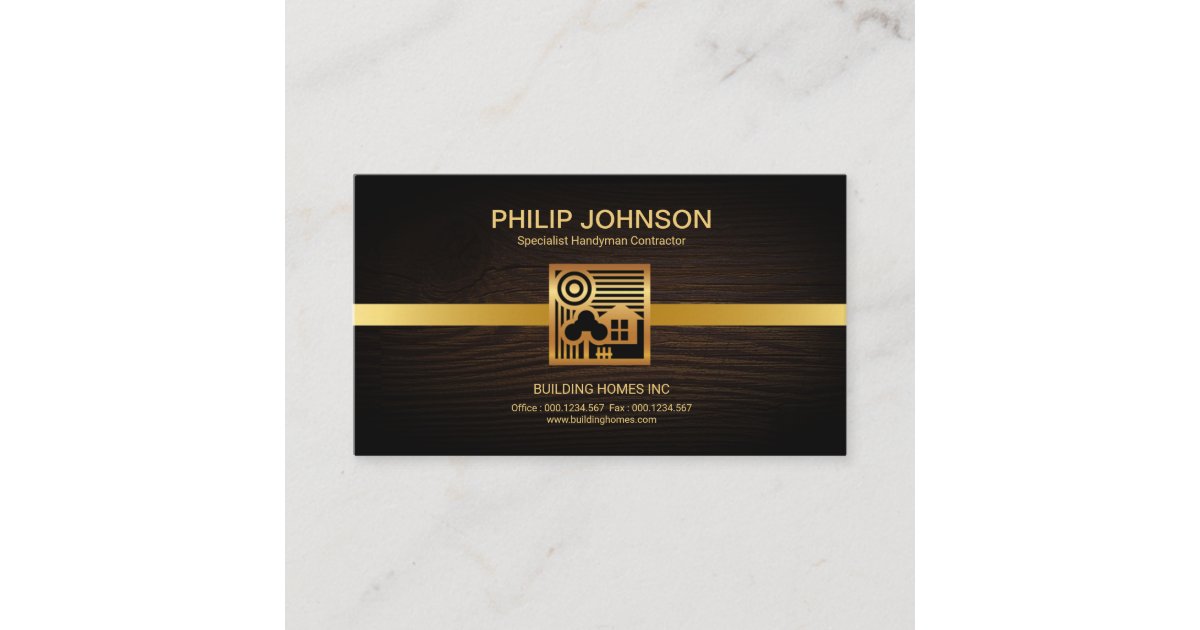 Stylish Retro Gold Home Scene Motif Construction Business Card | Zazzle