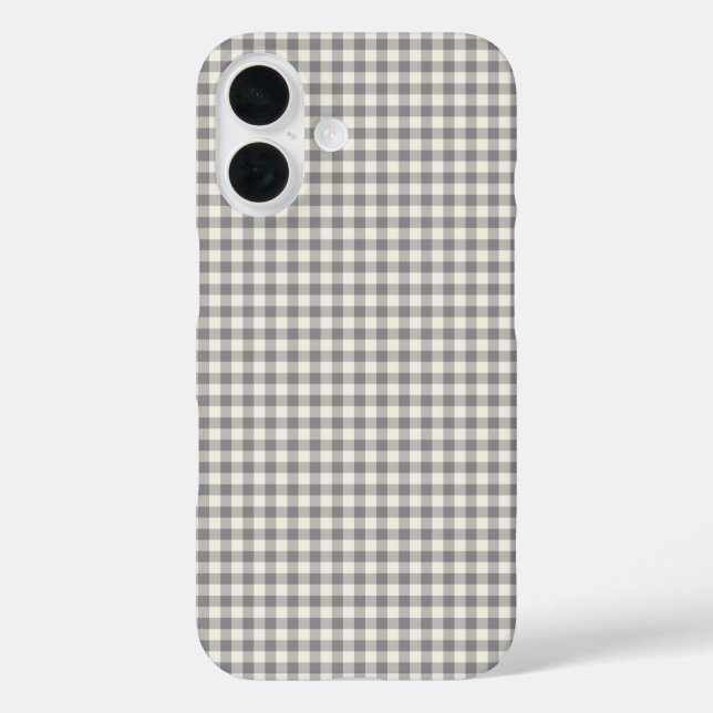 Stylish Retro Gray Gingham Plaid Pattern Case-Mate iPhone Case (Back)