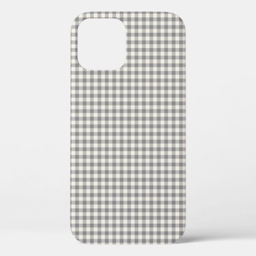 Stylish Retro Gray Gingham Plaid Pattern iPhone 12 Pro Case