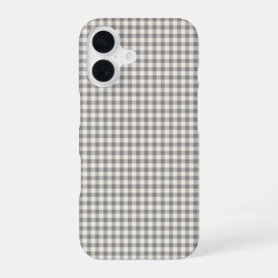 Stylish Retro Gray Gingham Plaid Pattern iPhone 16 Case