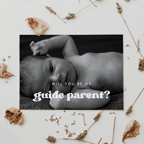 Stylish retro Guide parent proposal photo card