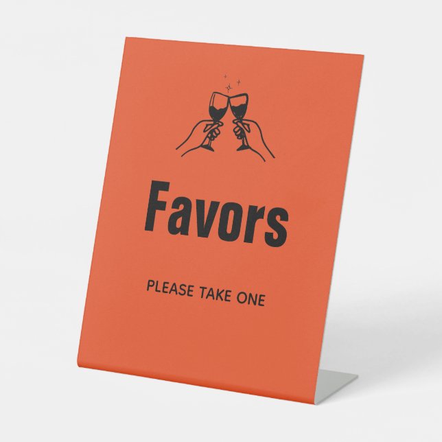 Stylish retro Hand draw Wedding Favors  Pedestal Sign (Front)