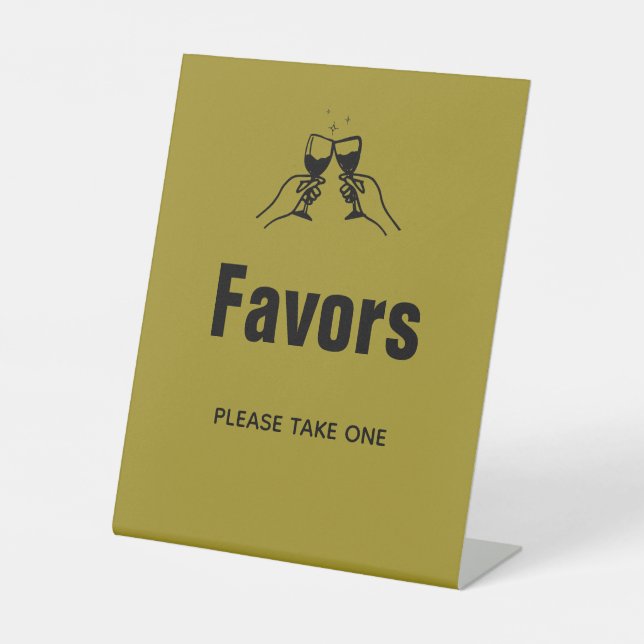Stylish retro Hand draw Wedding Favors  Pedestal Sign (Front)