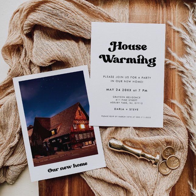 Stylish retro Housewarming party photo Invitation (Creator Uploaded)