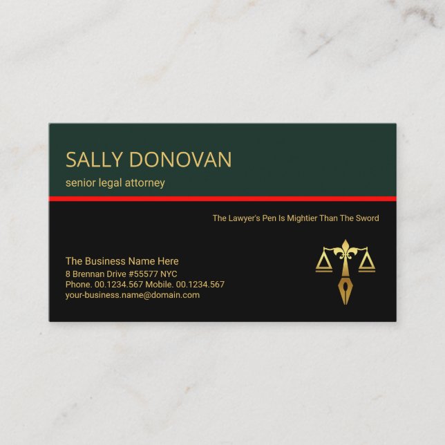 Stylish Retro Layer Red Line Legal Consultant Business Card (Front)