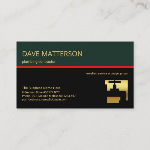 Stylish Retro Layer Red Line Plumbing Plumber Business Card