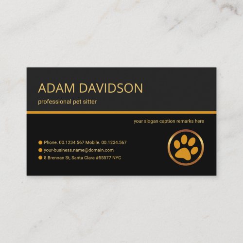 Stylish Retro Layers Brown Line Pet Sitting Business Card