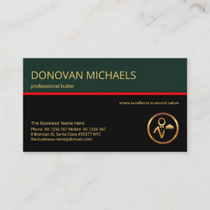 Stylish Retro Layers Red Line Butler Event Planner Business Card