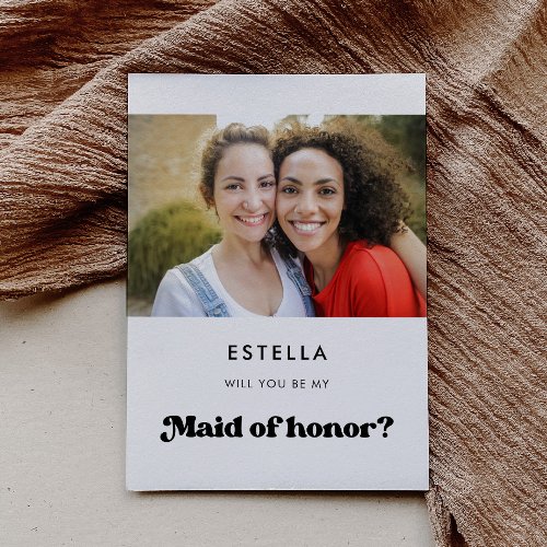 Stylish retro Maid of Honor proposal card