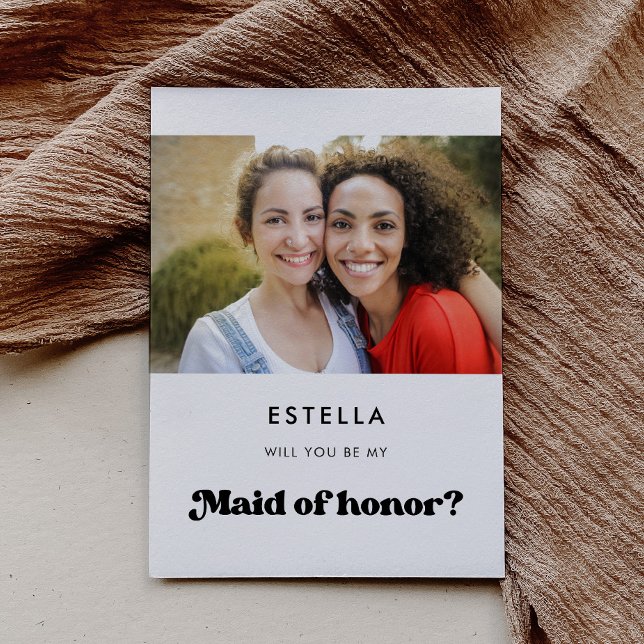 Stylish retro Maid of Honor proposal card (Creator Uploaded)