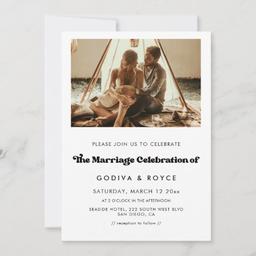 Stylish retro Marriage celebration photo Invitation