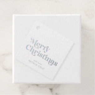 Stylish Retro Merry Christmas Silver Foil Favor Tags