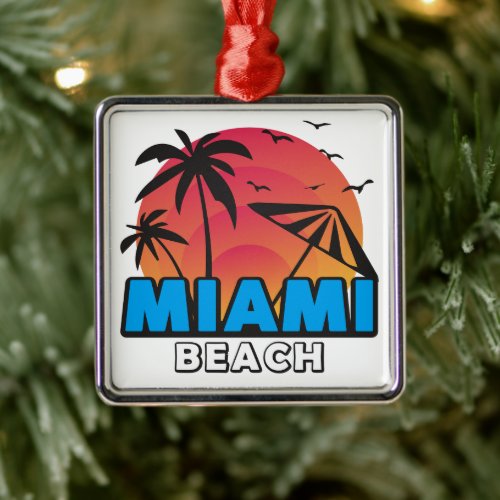 Stylish Retro Miami Beach Travel  Metal Ornament