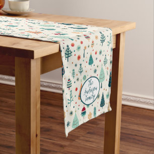 Stylish Retro Minimal Christmas tree Pattern Medium Table Runner