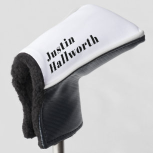 Stylish Retro Modern Lettering Editable Black Golf Head Cover