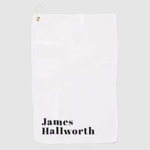 Stylish Retro Modern Lettering Editable Black Golf Towel
