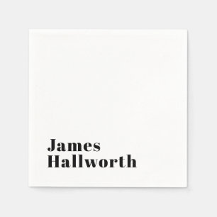 Stylish Retro Modern Lettering Editable Black Napkins