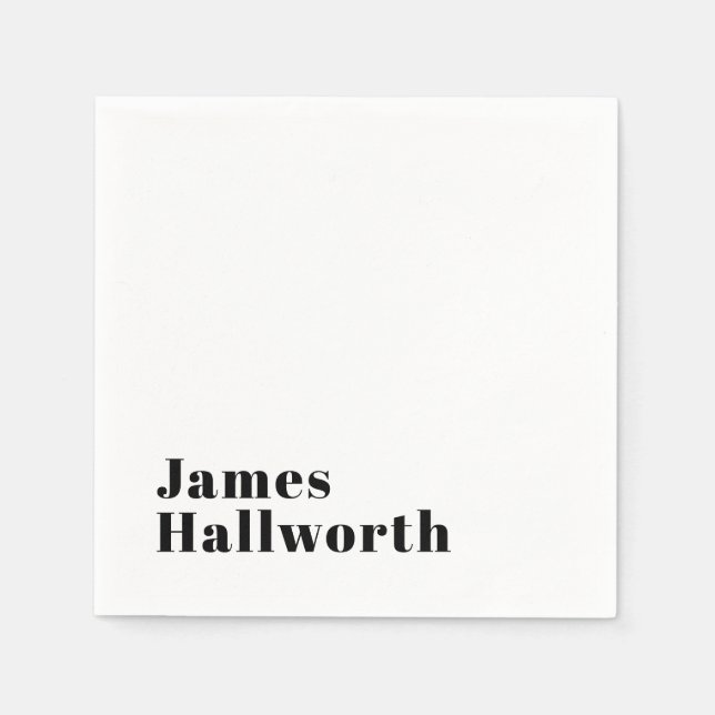 Stylish Retro Modern Lettering | Editable Black Napkins (Front)