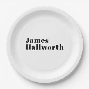 Stylish Retro Modern Lettering   Editable Black Paper Plates