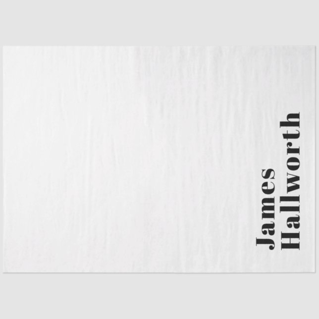 Stylish Retro Modern Lettering | Editable Black Tissue Paper (Front)