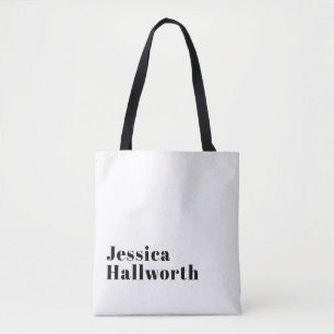 Stylish Retro Modern Lettering Editable Black Tote Bag