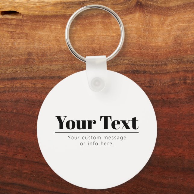 Stylish Retro-modern Text | Black & White Keychain (Front)