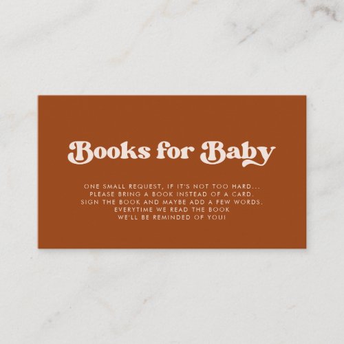 Stylish retro Orange Baby shower book request card