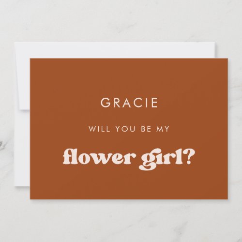 Stylish retro Orange Flower girl proposal card