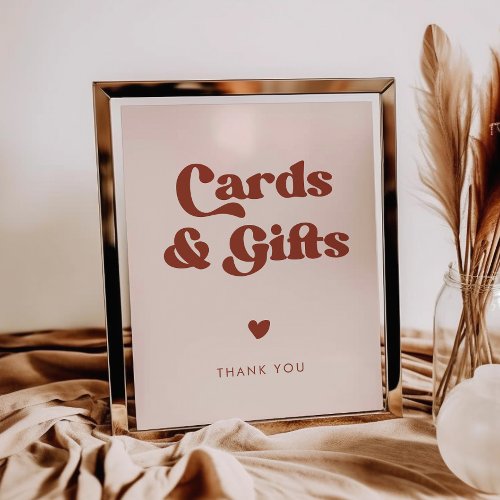 Stylish retro Peach Pink Cards  Gifts sign