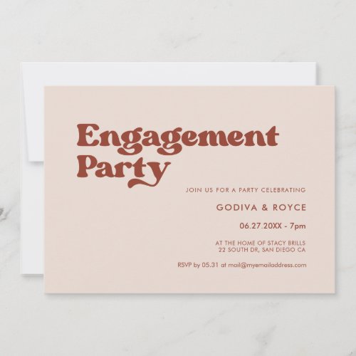 Stylish retro peach pink Engagement party Invitation