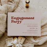 Stylish retro peach pink Engagement party Invitation<br><div class="desc">A retro chic theme: adopt this slightly vintage and stylish typographic design for your wedding stationery,  with a burnt orange,  terracotta,  brown sugar & peach pink color theme. Fully customizable text,  colors and backgrounds.</div>