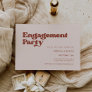 Stylish retro peach pink Engagement party Invitation