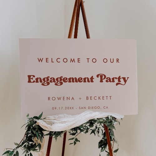 Stylish retro Peach Pink Engagement party welcome Foam Board