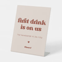 Stylish retro Peach Pink First drink is on us