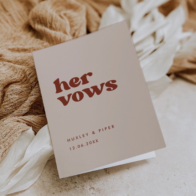 Stylish retro Peach pink Her vows wedding vows Card (Creator Uploaded)