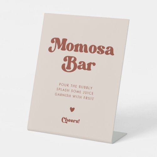 Stylish retro Peach Pink Momosa bar Pedestal Sign