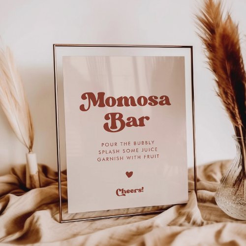 Stylish retro Peach Pink Momosa bar sign