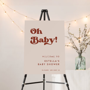 Stylish Retro Peach Pink Oh Baby Sign
