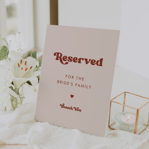 Stylish retro Peach Pink Reserved for the family Pedestal Sign