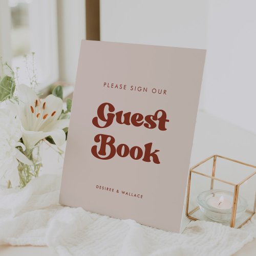 Stylish retro Peach Pink Sign our Guestbook