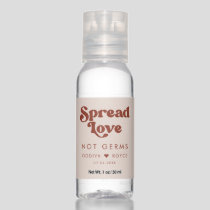 Stylish retro peach pink Spread love not germs Hand Sanitizer